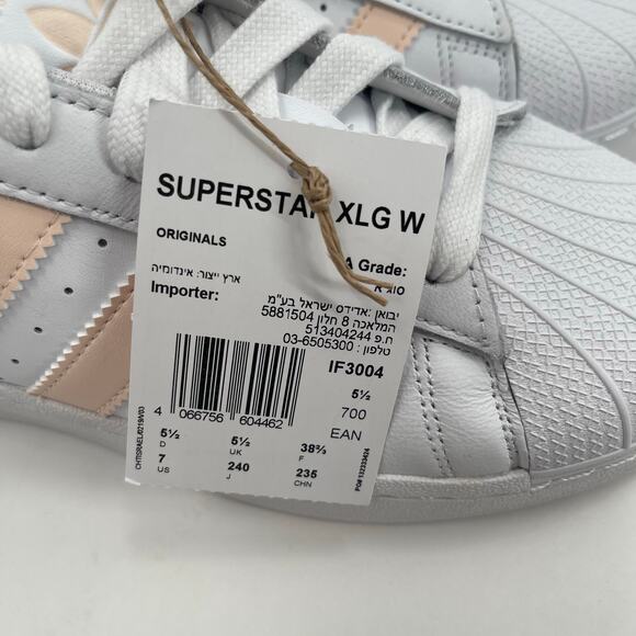 ADIDAS Superstar XLG Sneakers Size 7 Shoes White Peach NWT/No Box Womens Lace Up - Picture 8 of 16